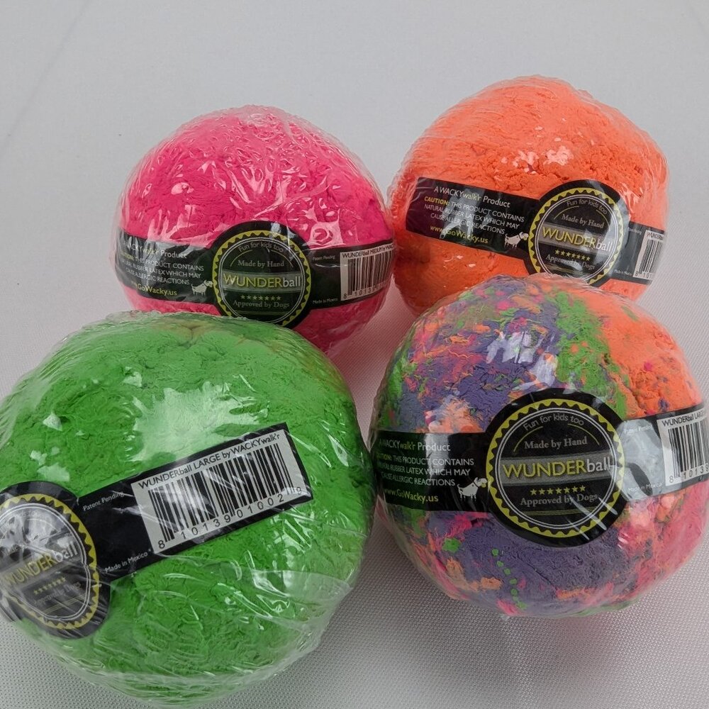 Wackywalk'r Wunderball Dog Toy Set of 4 Multicolor Indestructible Floats New